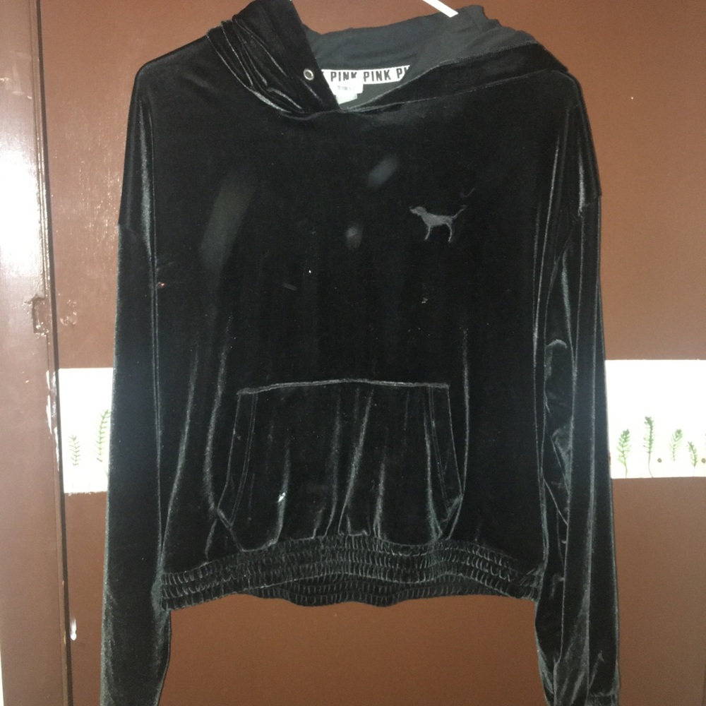 Pink velvet cropped sweater
